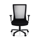 Black Swivel Chair XXL EXTENDER with mesh back and five-caster base by hjh OFFICE – 360-degree view (front view 0°)