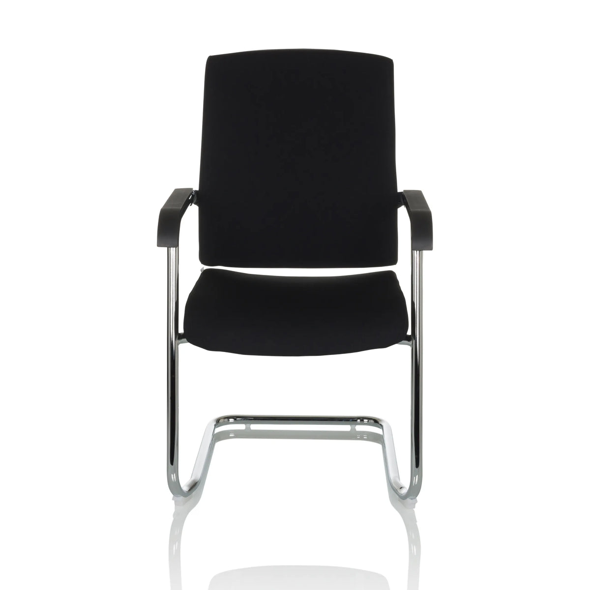 Black Cantilever chair LEVIA VP with armrests and chrome frame by hjh OFFICE – 360-degree view (front view 0°)