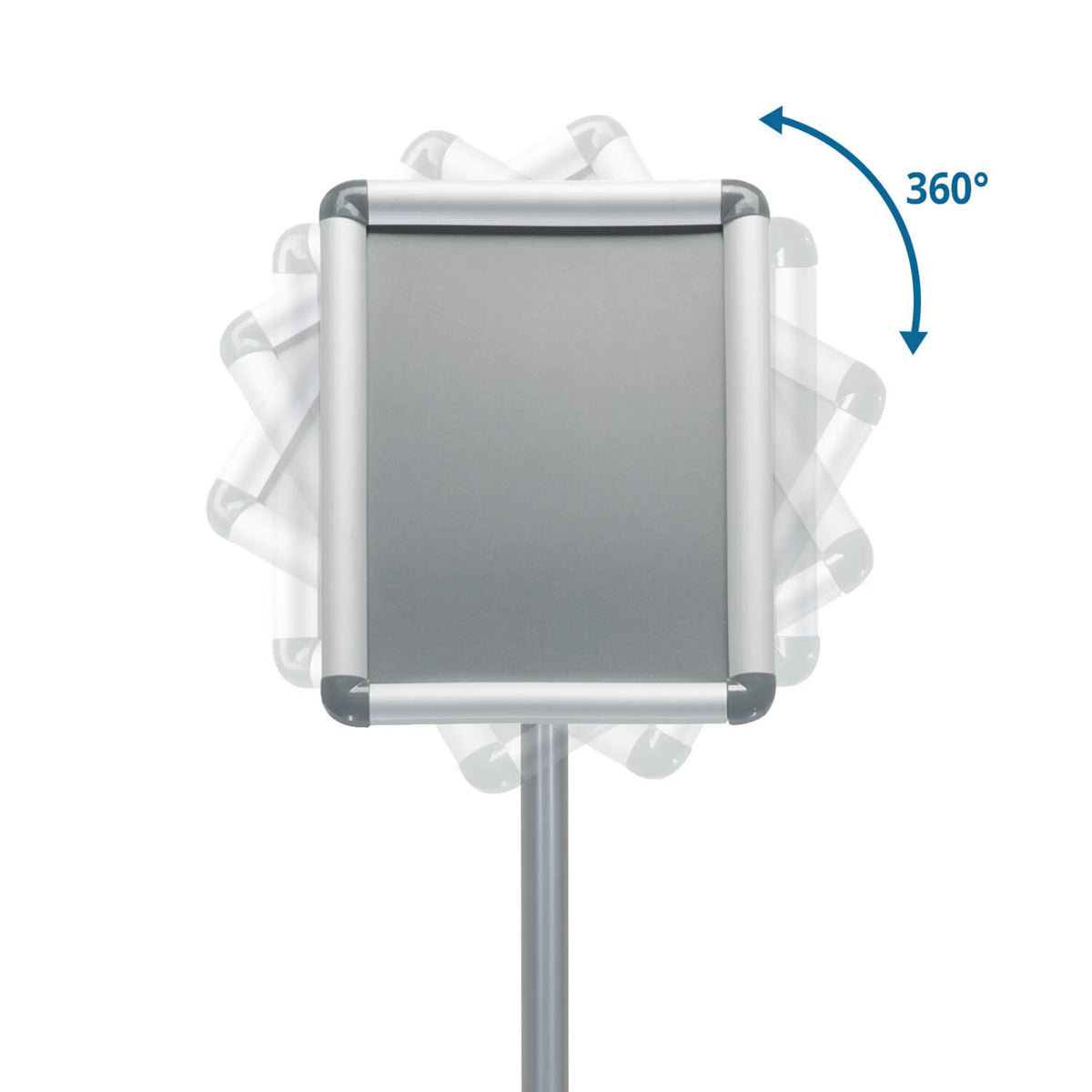 360-degree rotation function of the AGENDA I poster stand in silver by hjh OFFICE