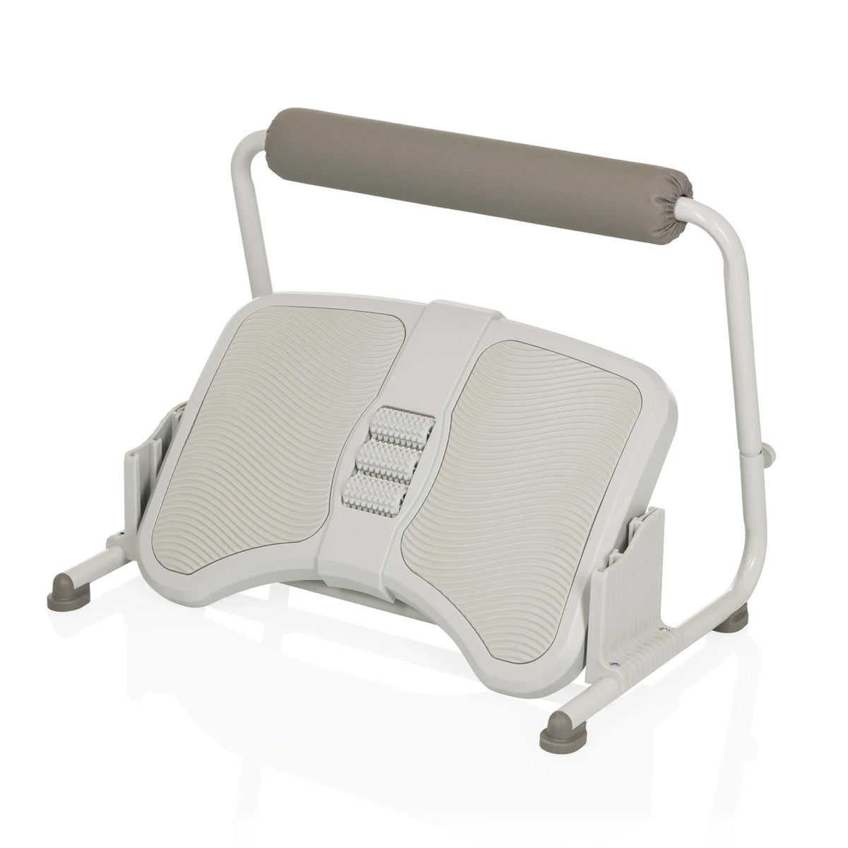 Light grey Footrest PODI FMW with a textured surface and a padded support by hjh OFFICE – 360-degree view (side profile 90°)