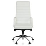 White Professional Executive Chair LENGA with horizontal stitching and five-caster base by hjh OFFICE – 360-degree view (front view 0°)