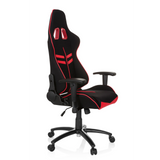 Black and red Gaming chair LEAGUE PRO I with two headrest openings and five-caster base by hjh OFFICE – 360-degree view (front three-quarter view 60°)