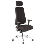 Black Professional Office Chair PRO-TEC 400 with headrest, armrests and five-caster base by hjh OFFICE – 360-degree view (front three-quarter view 40°)