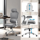Height-adjustable headrest, armrests and gas spring of the Professional Office Chair Ergomy WF 2 by hjh OFFICE (AI-generated image)