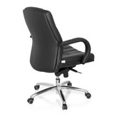 Black Swivel Chair XXL G 100 with quilted upholstery and five-caster base by hjh OFFICE – 360-degree view (rear three-quarter view 120°)