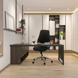 Professional Office Chair PRO-TEC 200 in black with castors at a dark desk in a home office by hjh OFFICE