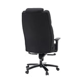 Rear view of the black XXL Pullmann Gen2 swivel chair with fabric upholstery and five castors by hjh OFFICE