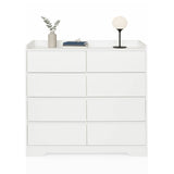 White chest of drawers OSOYRO with eight handleless drawers by hjh LIVING