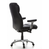 Black Professional Executive Chair EMBASSY 200 L with armrests and silver five-caster base by hjh OFFICE – 360-degree view (rear three-quarter view 120°)