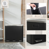 Black wastepaper bin Clean 9 with three compartments, stainless steel lid and handles by hjh OFFICE