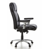 Black Professional Executive Chair EMBASSY 200 L with armrests and silver five-caster base by hjh OFFICE – 360-degree view (side profile 80°)