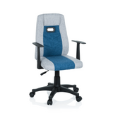 Grey-blue Swivel Chair – Children KIDDY EXTRA with armrests and five-caster base by hjh OFFICE – 360-degree view (front view 20°)