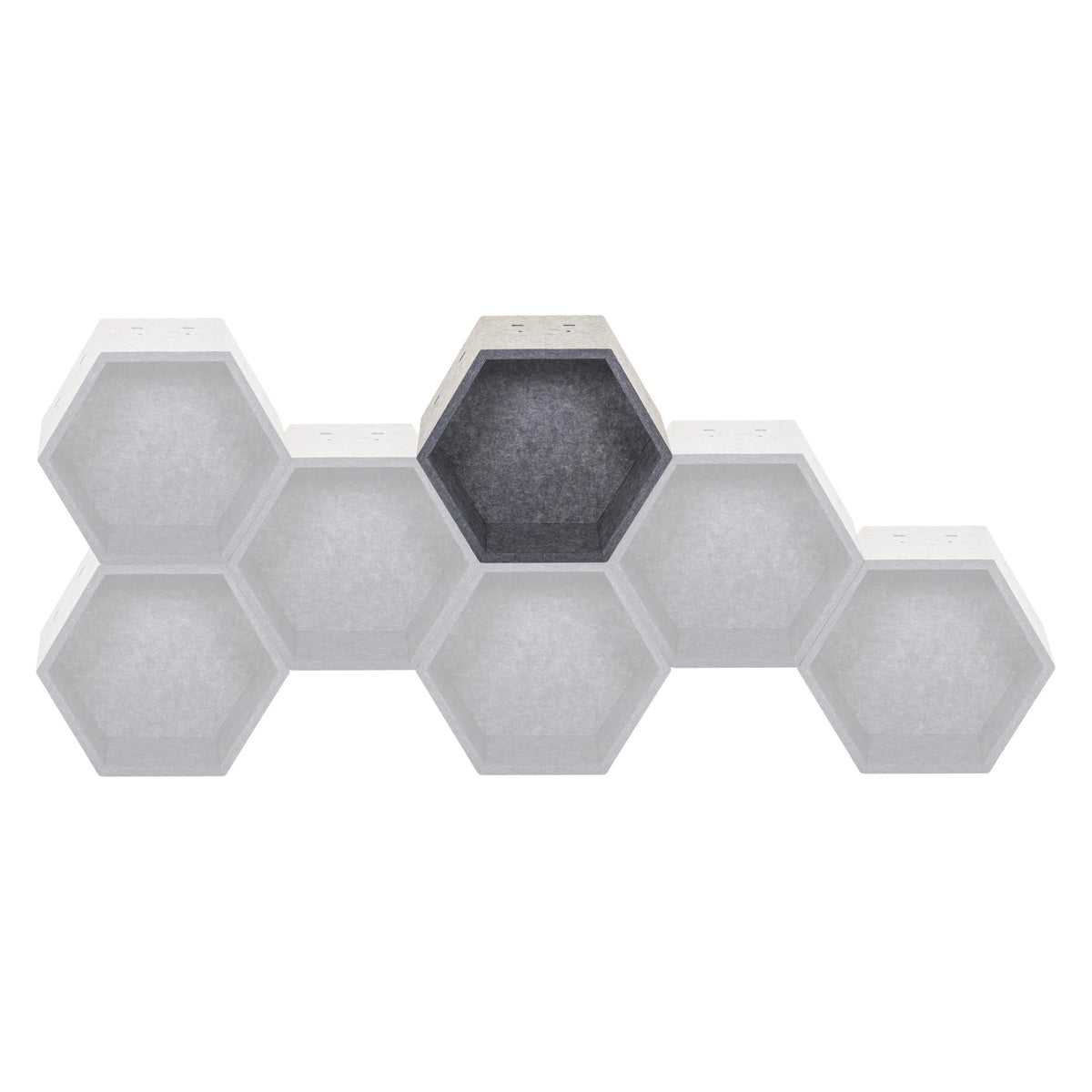 Honeycomb partition walls FLEXMIUT STORE S in grey with six hexagonal elements by hjh OFFICE