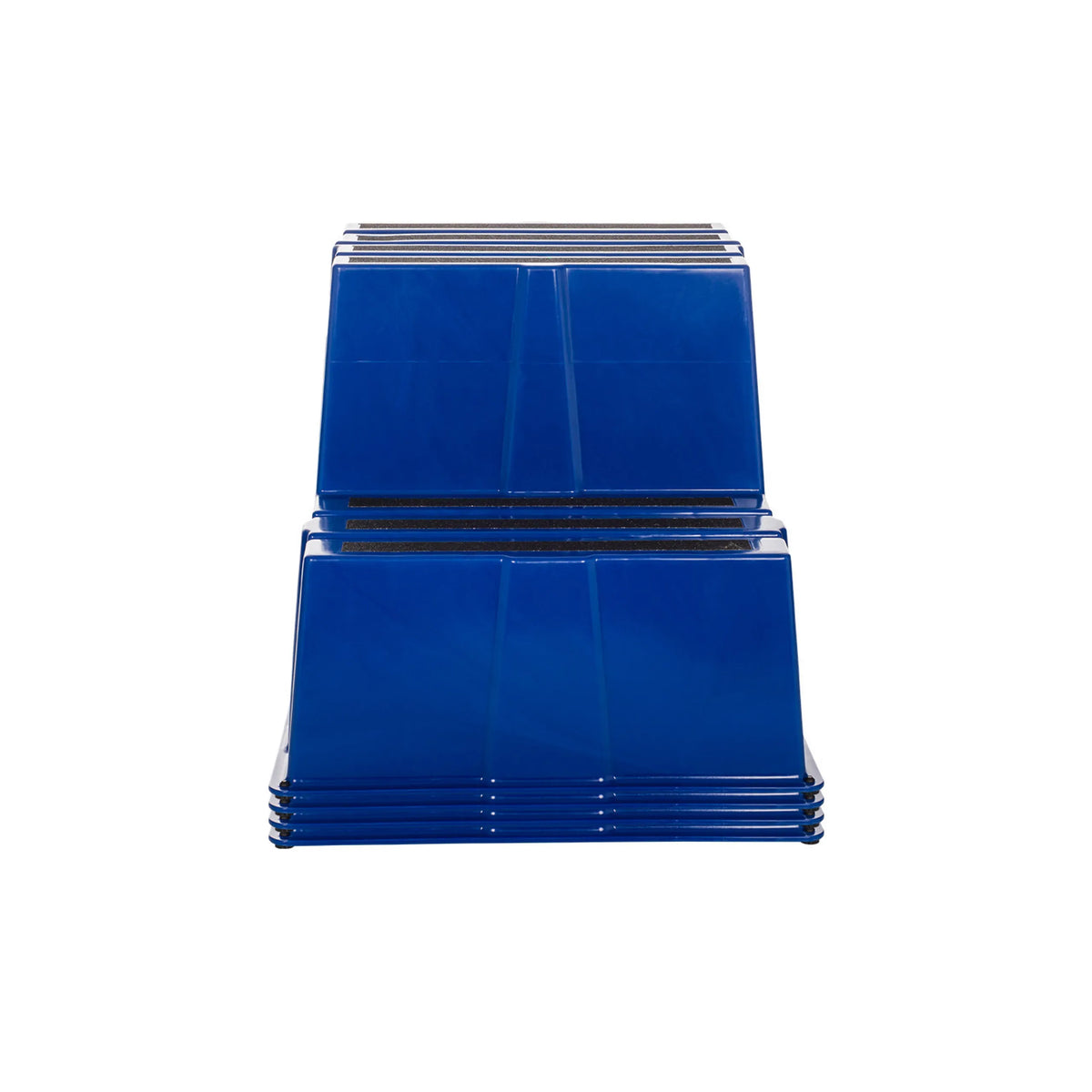 Stack of blue TIO-E2 step stools with two steps by hjh OFFICE