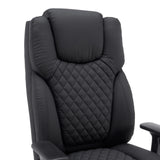 Diamond-quilted backrest of the XXL Pullmann Gen2 swivel chair made of black synthetic leather by hjh OFFICE