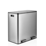 Silver Clean 13 S wastepaper bin with two compartments and foot pedals by hjh OFFICE – 360-degree view (front three-quarter view 45°)