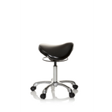 Black Saddle stool ORTHO SIT with foot cross and five castors by hjh OFFICE – 360-degree view (side profile 80°)