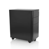 Black metal Mobile Drawer Unit COLOR I with three drawers and four castors by hjh OFFICE – 360-degree view (front three-quarter view 60°)