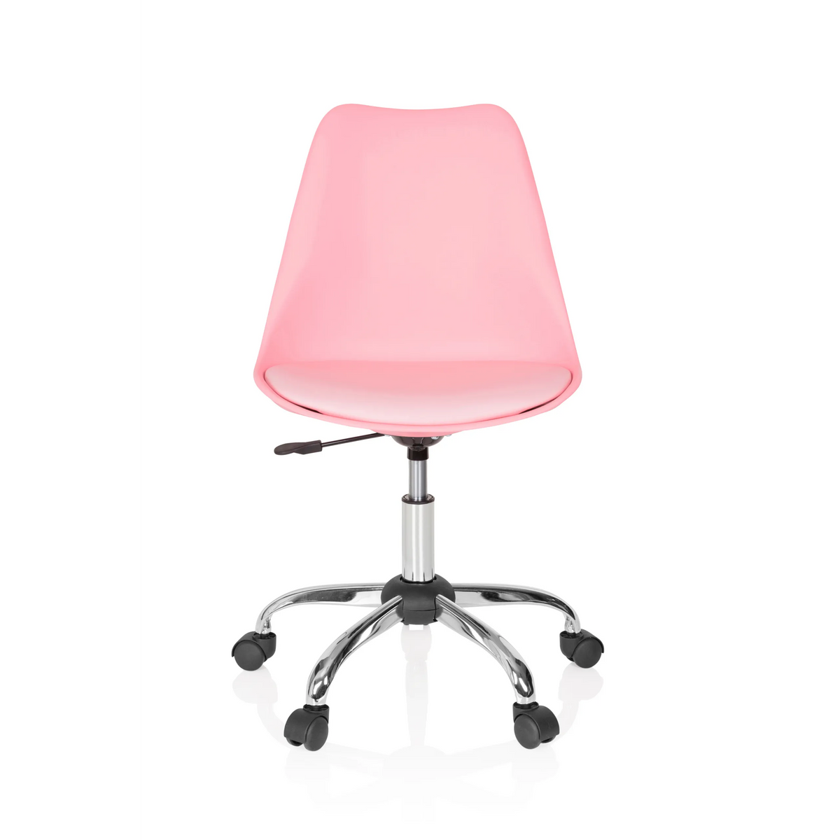 Pink Home Office Chair FANCY PRO with base and five castors by hjh OFFICE – 360-degree view (front view 0°)