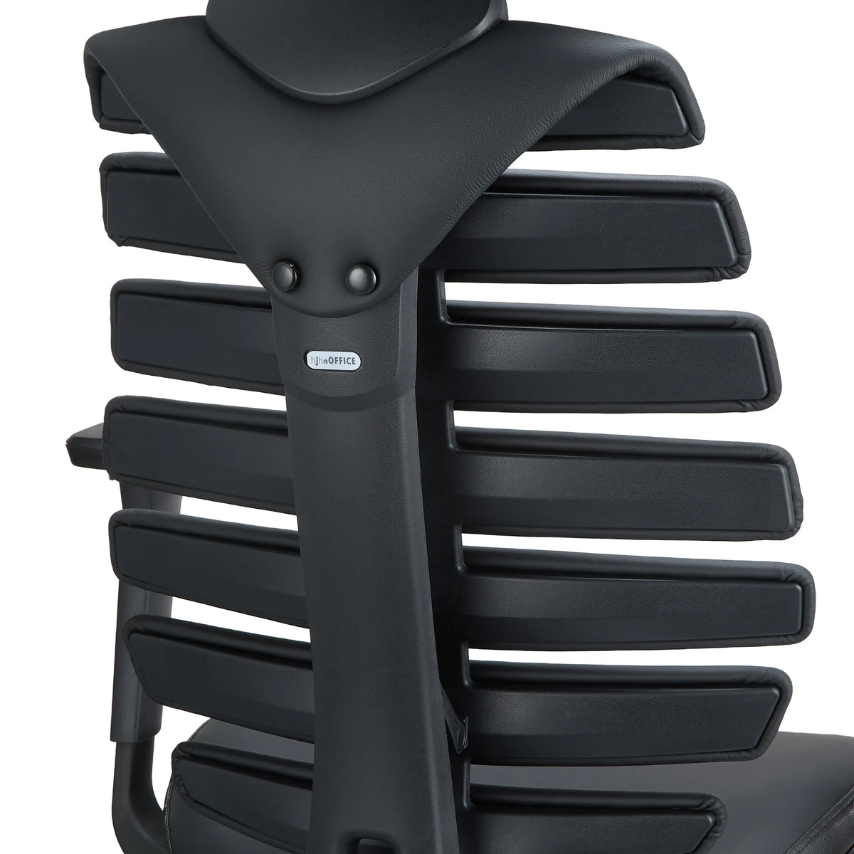 Backrest with horizontal leather slats of the ERGO LINE II PRO Professional Office Chair in black by hjh OFFICE