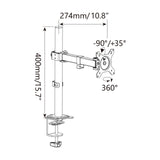 Technical drawing of the Monitor Mount Ergomount M1 with a height of 400 mm by hjh OFFICE