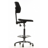 Black Counter chair TOP WORK 11 with foot ring and five-star base by hjh OFFICE – 360-degree view (side profile 100°)