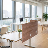 Brown table partition FLEXMIUT ROLL W with a width of 160 cm for desks by hjh OFFICE