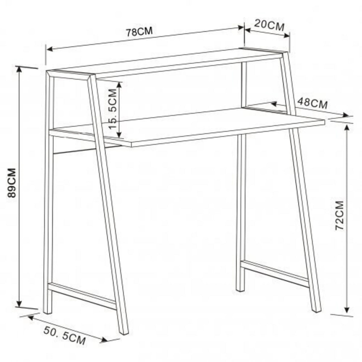 Technical drawing of the Office Desk DUMONT, 78 × 50.5 cm, by hjh OFFICE