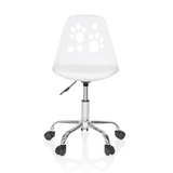White Swivel Chair – Children FANCY I with paw print design and five-caster base by hjh OFFICE – 360-degree view (front view 0°)