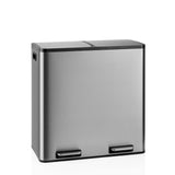 Silver Clean 13 S wastepaper bin with two compartments and foot pedals by hjh OFFICE – 360-degree view (front view 15°)