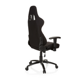 Black Gaming chair GAME FORCE with headrest, armrests and five-caster base by hjh OFFICE – 360-degree view (rear three-quarter view 120°)