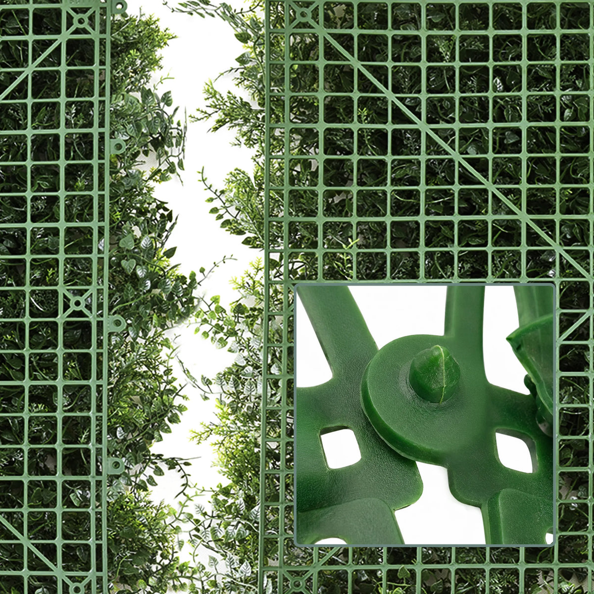 Green plastic grid with connecting element of the LEAFLUXE 2 plant mat by hjh LIVING