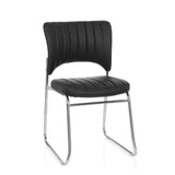 Black guest chair CASPI V with quilted cover and sleigh base by hjh OFFICE – 360-degree view (front view 20°)