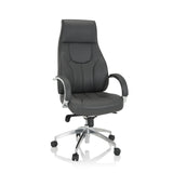Grey Professional Executive Chair ELEGANCE I with armrests and a polished five-caster base by hjh OFFICE – 360-degree view (front view 20°)