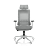Grey Professional Office Chair COMFIO WMH with mesh back, headrest and five-caster base by hjh OFFICE – 360-degree view (front view 0°)