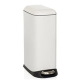 White CLEAN SLIM wastepaper bin with foot pedal and rounded lid by hjh OFFICE – 360-degree view (front view 15°)