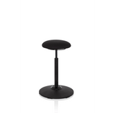Black Standing aid BALANCE SIT with round seat cushion and circular base by hjh OFFICE – 360-degree view (front three-quarter view 40°)