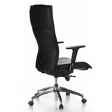 Black Luxury Executive Chair MURANO 20 with armrests and five-caster base by hjh OFFICE – 360-degree view (rear three-quarter view 120°)