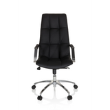 Black leather Home Office Executive Chair SARANTO PRO with glossy five-caster base by hjh OFFICE – 360-degree view (front view 0°)