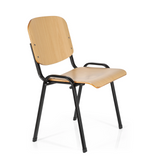 Four-legged chair XT 600 SW H with beech seat and backrest and black frame by hjh OFFICE – 360-degree view (front three-quarter view 60°)