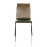 Black guest chair PERIA with brown wooden backrest and chromed legs by hjh OFFICE – 360-degree view (front view 0°)