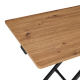Oak wood grain of the tabletop with black underframe of the Worktime Lift table by hjh OFFICE
