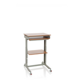 Grey Standing desk WORKSTATION in beech with storage area and four castors by hjh OFFICE – 360-degree view (front view 20°)