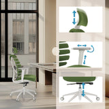 Height-adjustable headrest, armrests and seat of the Professional Office Chair ERGO LINE W in Mystic Forest by hjh OFFICE