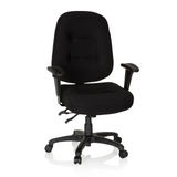 Black Professional Office Chair ZENIT XXL with armrests and five-caster base by hjh OFFICE – 360-degree view (front view 20°)