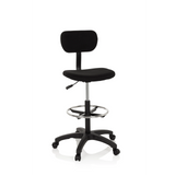Black Counter chair TOP WORK 05 with foot ring and five-caster base by hjh OFFICE – 360-degree view (front view 20°)