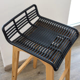 Black slatted seat shell of the LONSO W bar stool in oak by hjh OFFICE