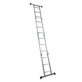 Silver aluminium Folding Ladder SOLID W3 with twelve steps by hjh OFFICE – 360-degree view (rear three-quarter view 216°)