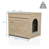 Dimensional drawing of the Cat house KITTY PAWBOX 1 in oak look, 60 × 50 cm by hjh LIVING