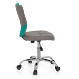 Grey-turquoise Swivel Chair – Children KIDDY COMFORT with star base and five castors by hjh OFFICE – 360-degree view (side profile 100°)